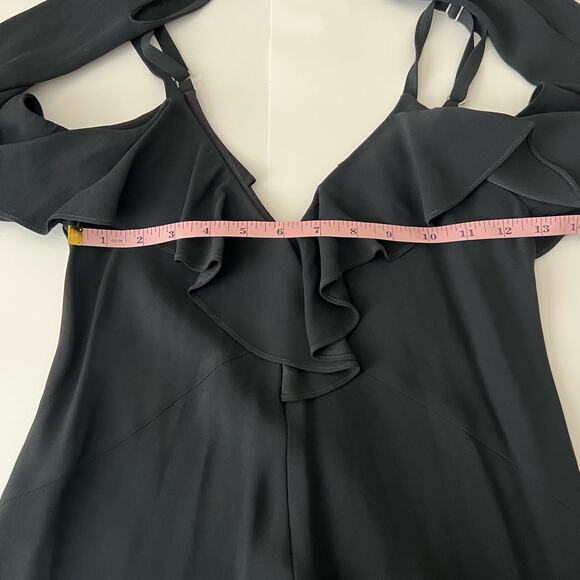 A.L.C Felicia Ruffle V-Neck Little Black Dress Size 2 - Picture 9 of 15